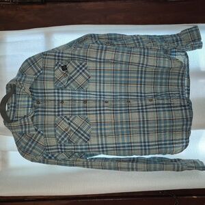 Critical Slide Society Shirt Button Up Blue, Brown, White TSSC Semi Sheer Cali